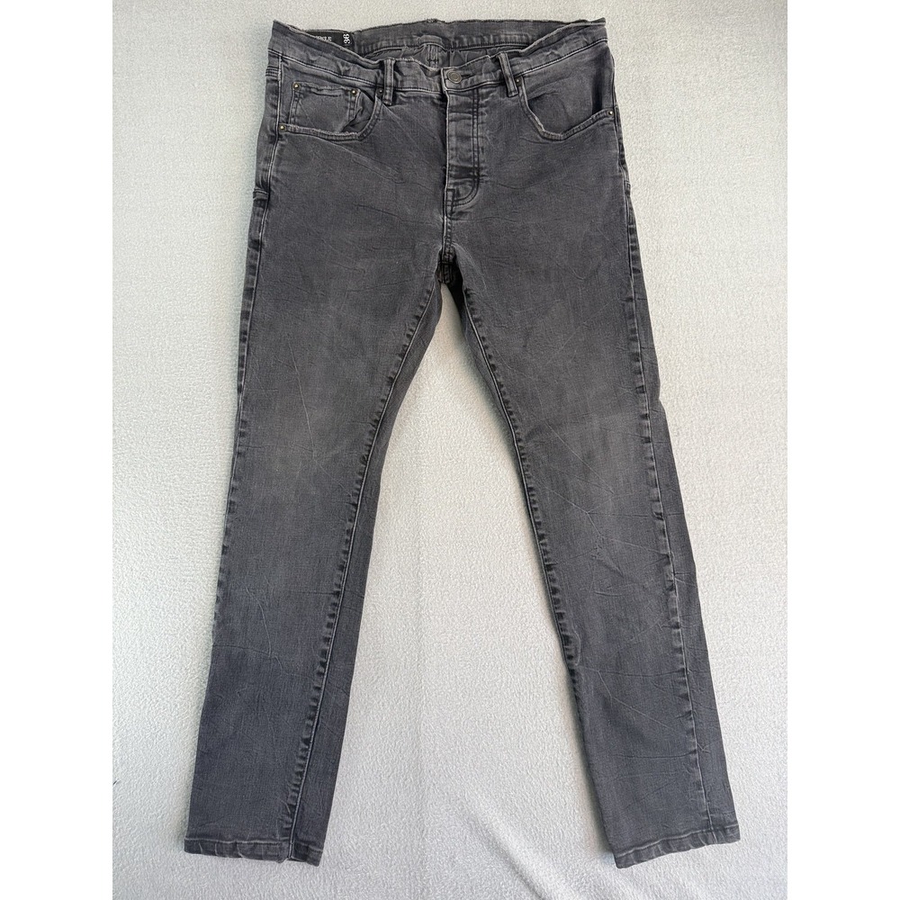 Purple Jeans Mens 36x30 Charcoal Wash Gray Slim Skinny Stretch Denim Casual